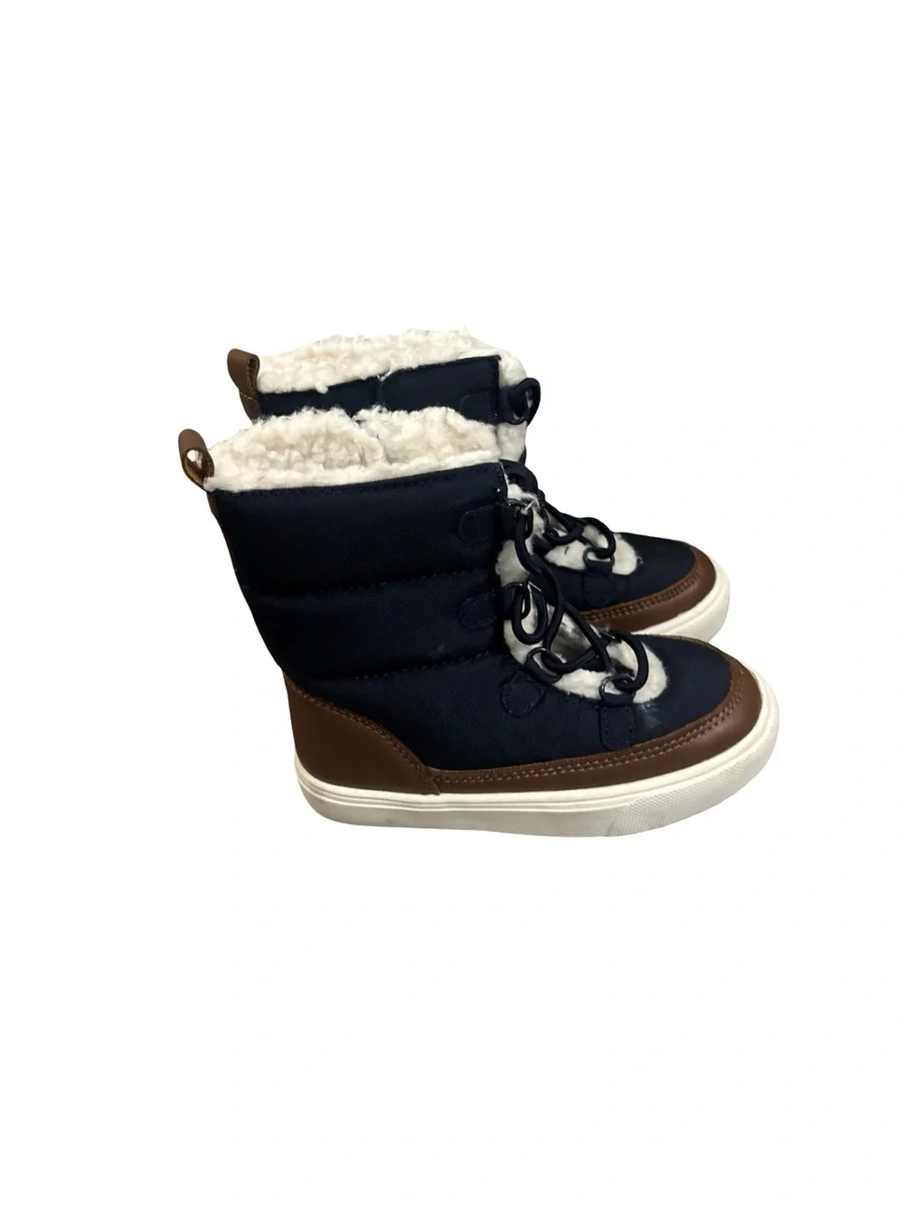 Kids Unisex Navy & Brown Casual Budget Friendly Winter Boot Sneakers Size 9